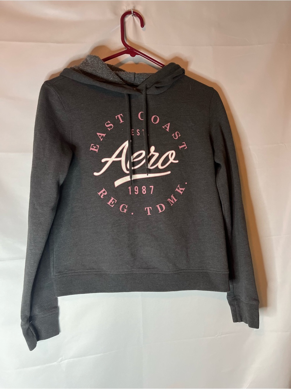 Aeropostale Charcoal Hoodie with Pink Logo